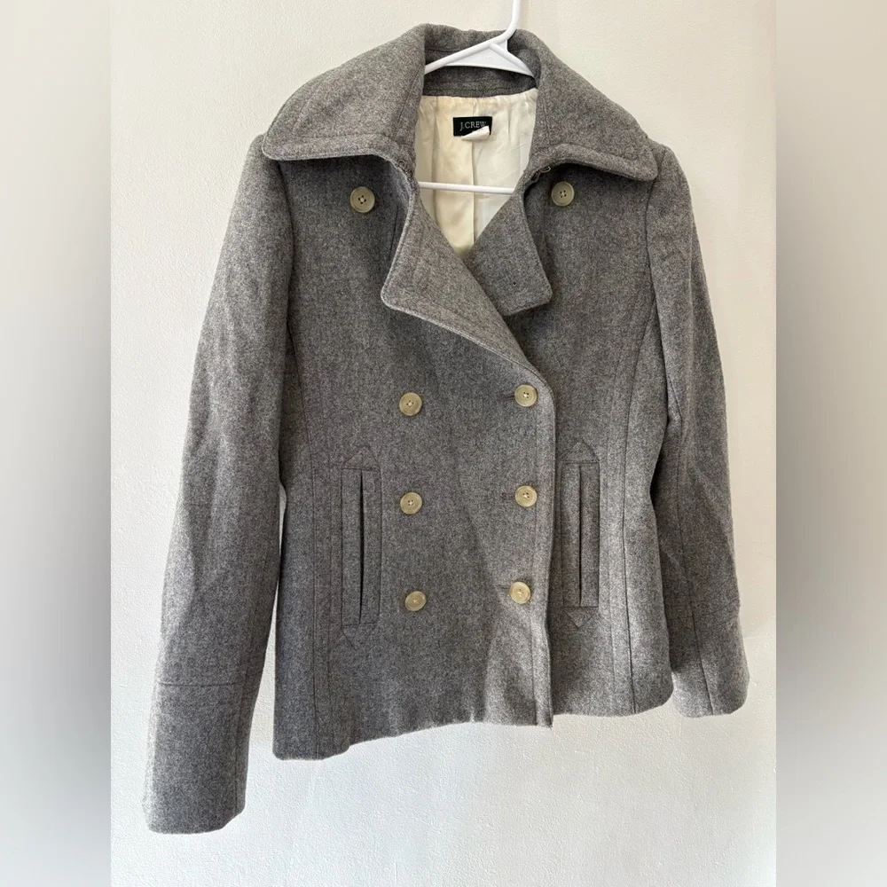 J. Crew Gray women’s Pea Coat - size small - 100% wool